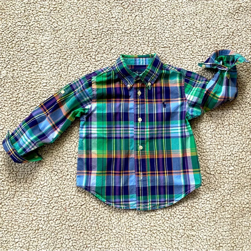 🐻 2/$25 • HP!! 🥳 Ralph Lauren | Cute Plaid Button Down • 24 Months